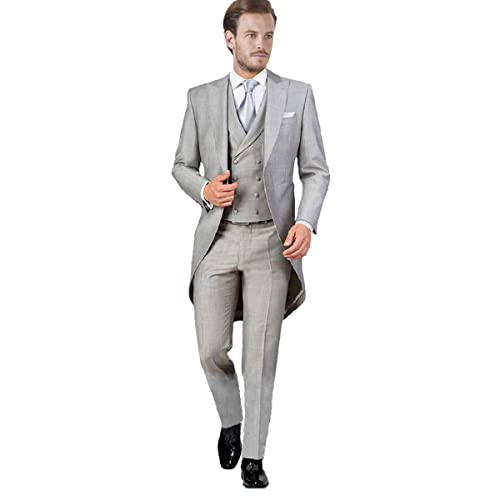 Men's Three Pieces(Tailcoat Blazer) Suit Peak Lapel Double Breasted Buttons Vest Tuxedos for Prom Casual