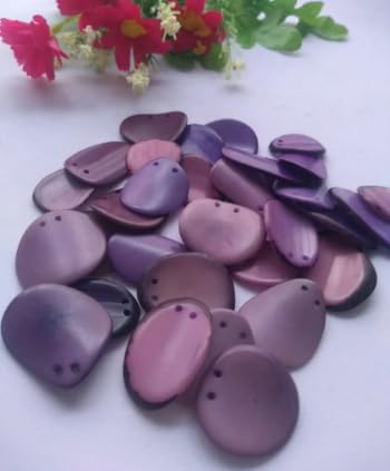 20 Purple Slices Curved Nail Shape from Colombia Rainforest Top drilled Two Holes. Size: 2-2.5 x 2-2.5 cm.
