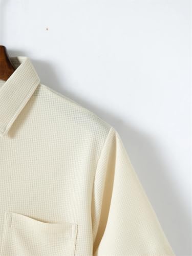 Men's Business Waffle Pocket Short-Sleeved Lapel Shirt Pants Two-Piece Suit3