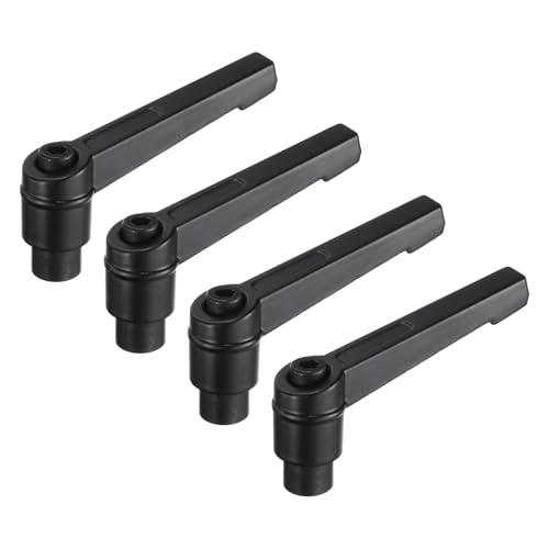 Image of uxcell 4pcs Clamping Lever Adjustable Handles M4 Metric Female Thread Level Handle Hand Knobs Quick Release Black for Lathe Machinery