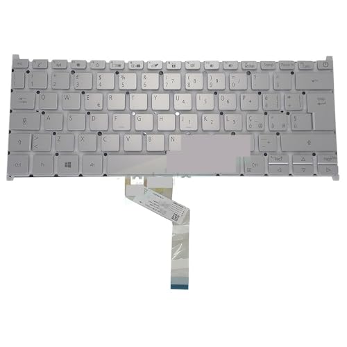 AZERTY�o�b�N���C�g�L�[�{�[�h�i Swift 3 N19C4 N19H4 SF314-41 Swift5 N17W3 SF514-51 SF514-52 51T SF514-52T�p�j�h�C�c��A�C�^���A��A�t�����X��(Silver Italian Li