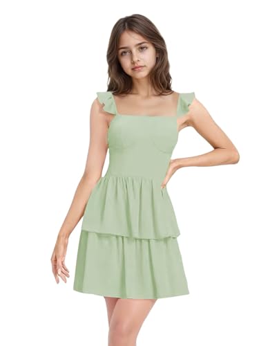 Short Junior Bridesmaid Dresses Chiffon Flower Girl Dress for Wedding Tiered Ruffles Girls Formal Dress4