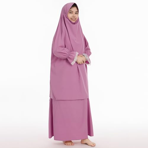 IKADEX Muslim Prayer Clothes For Girls Abaya Hijab Dress with Skirt 2pcs Ramadan Eid Arabian Outfits4