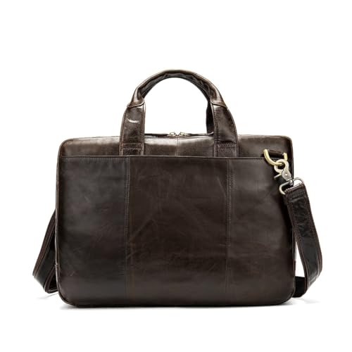 Briefcase Retro Handbag Oil Wax Leather Business Large Capacity Horizontal Business Bag