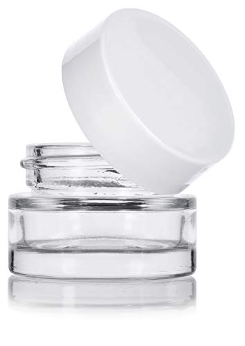 JUVITUS Clear Glass 0.25 oz Thick Wall Balm Empty Jars with White Foam Lined Smooth Lids (6 pack)4