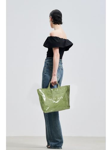 Image of Large Tote Bags for Women PVC Clear Totes Bag Plastic Carry All Bag Kraft Paper Shoulder Handbag Hobo for Work Travel