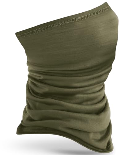 ASVP Shop Merino Wool Multi-Purpose Neck Gaiter - 100% Merino Wool Face Mask Skiing Neck Warmer Breathable & Quick-Drying Headwear (Green)