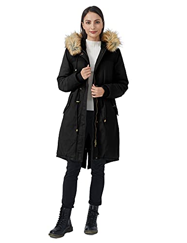WenVen Women's Winter Long Hooded Sherpa Lined Parka Jacket Warm Coat