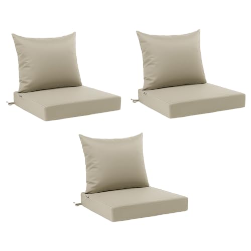 Image of Favoyard Outdoor Seat Cushions Set, 24 x 24 in Beige for Patio Furniture
