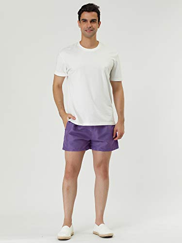 Lars Amadeus Men's Summer Drawstring Waist Solid Color Mesh Lining Swimming Board Shorts3