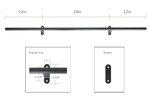 DIYHD 4FT Stand Up Black Rolling Library Hardware,Telescope Sliding Ladder Track Kit(No Ladder)