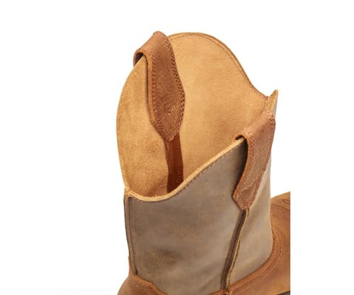 Image of SUREWAY Western Boots - Men's Square Toe Work Boot,Pull On Leather Wellington Boots,Durable Classic Slip Resistant Soft Toe Cowboy Boot