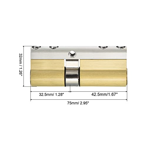PATIKIL 32.5/42.5 (75mm Overall) European Double Lock Cylinder, Door Cylinder Lock with 8 Keys for Wooden Doors Aluminum Doors - Image 2