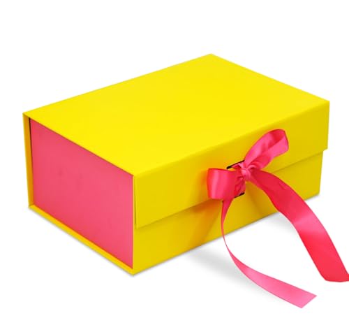 Image of RBS - Foldable Gift Box (23 X 16 X 10Cm) Decorative Gift Boxes for Packaging Empty Gift Packing Box Reusable Gift hamper Boxes for Gifting Multipurpose Gift Box for Birthday Gifting (Yellow Blush)