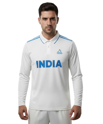 Image of AKIBA Indian Cricket Test Team Full-Sleeve Polo T-Shirt for Men /Women
