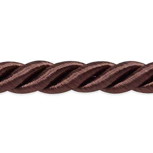 Trims by the Yard Savannah Twisted Cord Versatile Trim for DIY Crafts Picture Frames Home Decor and Fashion Items, 5-Yard Cut, 3/8"-5 Yard, Chocolate
