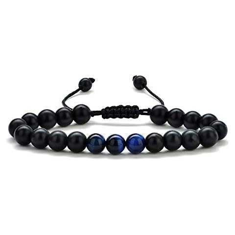 Tiger Eye Mens Bracelet Gifts - 8mm Tiger Eye Lava Rock Stone Mens Anxiety Bracelets, Stress Relief Adjustable Tiger Eye Bracelet Aromatherapy Essential Oil Diffuser Lava Bracelet Gifts for Men, Stone Cover
