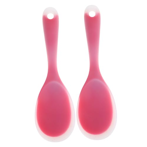 VINTORKY 2pcs Tableware Dinnerware Creative Flatware Non Stick Rice Paddle Silicon Rice Spoon Rice Serving Spoon Non-stick Food Serving Scoop Rice Scooper Kitchen Paddle Rice Spatula Pink