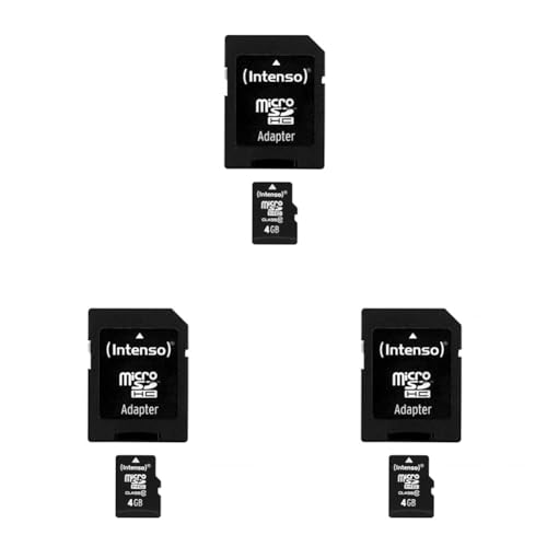 Intenso 3413450 - Adaptador para Tarjeta Micro SDHC 4 GB (Class 10 Incl, 40 MB/s) Color Negro (Paquete de 3)