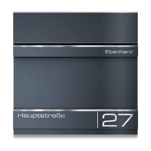 Metzler Briefkasten Anthrazit RAL7016 mit Zeitungsfach - Personalisiert Laser Gravur - Postkasten mit Zeitungsfach - Modell Hermann Cover