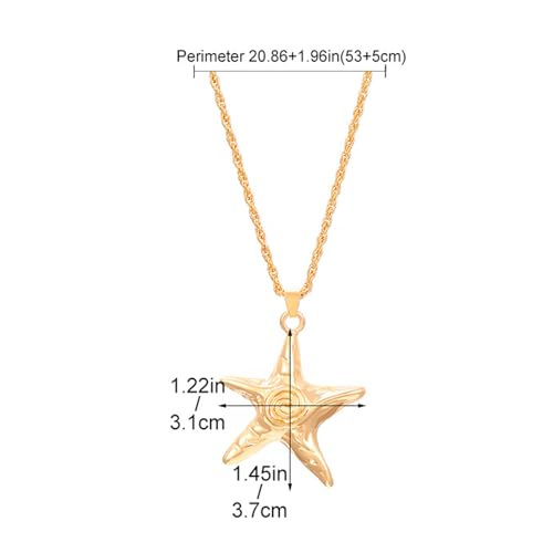 Starfish Necklace for Women Gold Star Swirl Pendant Necklace Summer Beach Ocean Shell Necklace Starfish Seashell Charm Necklace Trendy Vacation Star Jewelry2
