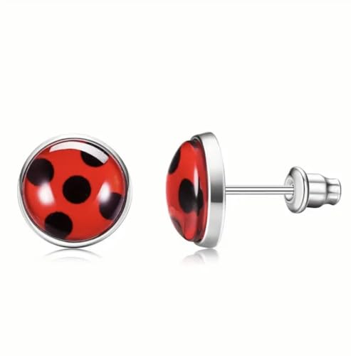 Marienkäfer Ohrstecker rot schwarz Punkte earstuds dots handmade 10mm...