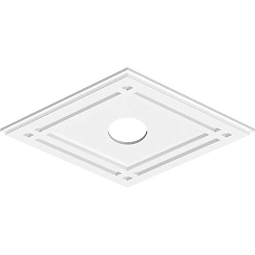 Image of Ekena Millwork CMP26X17DD-04000 Diamond Architectural Grade PVC Contemporary Urethane Ceiling Medallions 26 inchW x 17 3 /8 inchH x 4 inchID x 9 inchC x 1 inchP