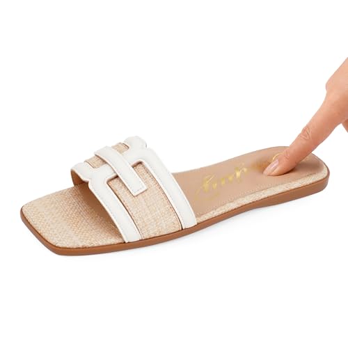 Image of Raffia Sandals Womens Heeled Sandals Comfortable 2 Inch Kitten Heels Lightweight Square Toe Summer heels