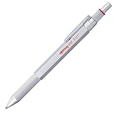 rOtring 600 3-in-1-Schreibgerät mit Kugelschreiber und Druckbleistift | Kugelschreiber mit 2 feinen Spitzen (schwarze und rote Tinte) | 1 Druckbleistift mit Spitze (0,5-mm-Mine) | Silber