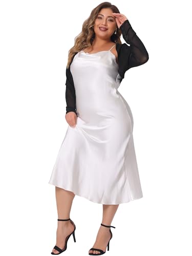 Image of Agnes Orinda Plus Size Mesh Crop Cardigans for Women Long Sleeve Open Front See Through Sheer Bolero Shrug Top