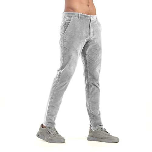 Image of BELANO Men Slim Fit Corduroy Cotton Stretch Chinos