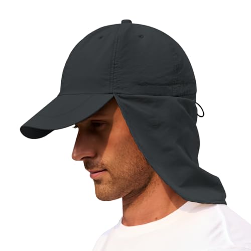 Image of American Trends Mens Sun Hat with Neck Flap, UV Protection Outdoor Flap Hat, Packable Soft Fishing Hiking Gardening Hat