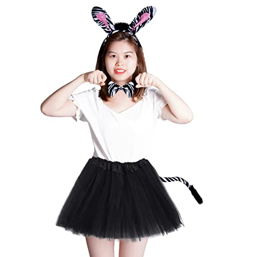 Marrywindix Black Zebra Costume Tutu Set Animal Fancy Dress Costume Kit Halloween Party Dress Up Accessories
