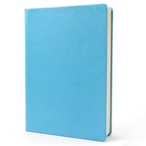 Image of GLUN Soft Touch PU Leather A5 Notebook, Blue Cover Portable Pocket Diary Notepad with Schedule, 242 Writing Pages for Home, School & Office Use