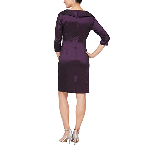 Image of Alex Evenings Women's Short Taffeta Portrait Collar Dress (Missy Petite Plus)