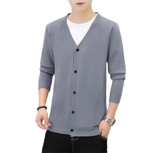 Men's Winter Cardigan Sweater Solid Color V Neck Long Sleeve Slim Fit Cardigan Single Breasted Sweaters