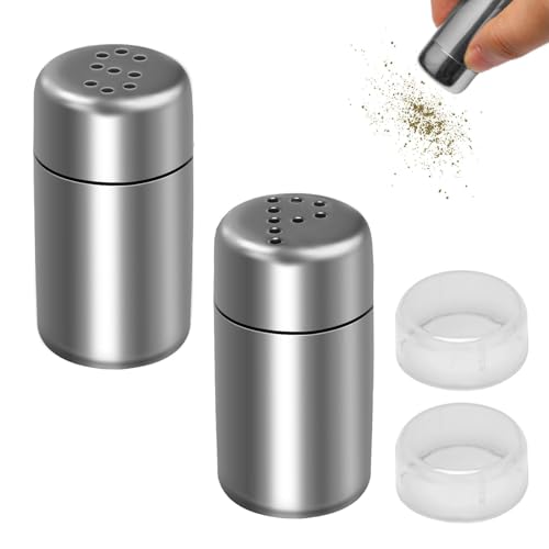 Salieres Et Poivrieres en Acier Inoxydable, 2PCS Mini Saliere et Poivriere de Table avec Couvercle...
