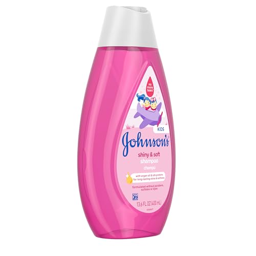 Image of Johnson's Shiny & Soft Kids' Shampoo with Argan Oil & Silk Proteins, Daily Kids' Hair Wash Gently Cleanses & Boosts Natural Shine & Softness, No Added Parabens & Sulfates, 13.6 fl. oz