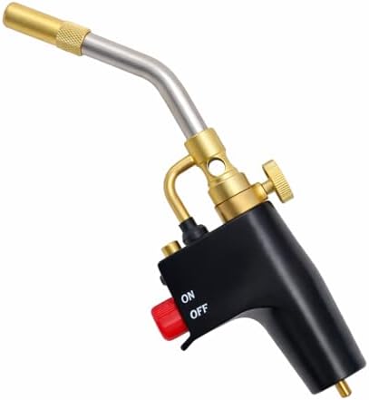 TS7000 Propane Torch Head,MAPP/Propane Gas Handheld Torch Kit with Fireresistant Brass Tip and Adjustable Flame Knob Welding Torch - for Light Welding, Soldering, Brazing, Heating, Thawing and More