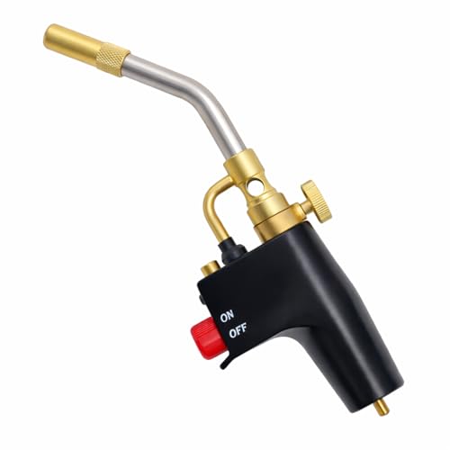 TS8000 Propane Torch Head with Igniter TS8000 High Intensity Mapp Gas Torch Head with Brass Tip and Adjustable Flame Knob Welding Torch for Light Welding Soldering Brazing Heating Thawing