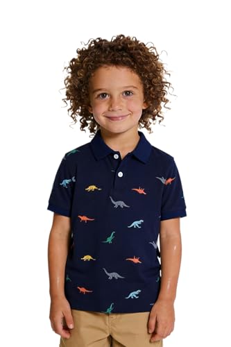 Image of Boys Dinosaur Graphic Collared Dress Polo Shirts for Child Toddler 2-7years