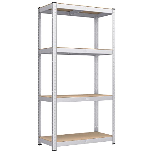 SONGMICS Étagère de Rangement à 4 Niveaux, 40 x 80 x 160 cm, Capacité 520 kg, Planches Réglables, Style Industriel, pour Cuisine, Salon, Argent GLR044E01