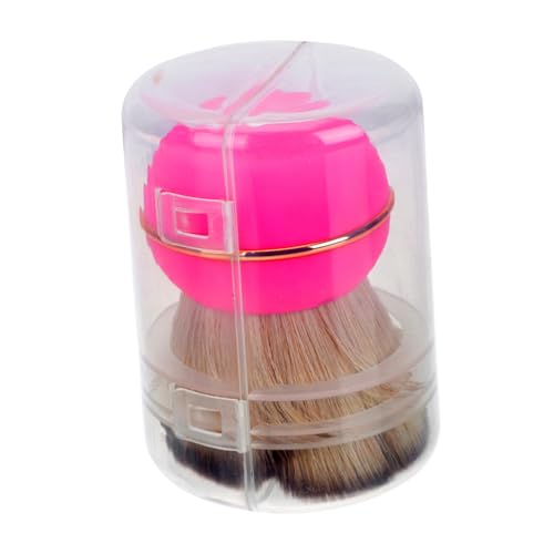 MUSISALY 1Pc Portable Blush Powder Brush with Cover Ergonomic Makeup Applicator for Loose Powder Blush and Contouring Fluffy Synthetic Bristles for Easy Application and Travel