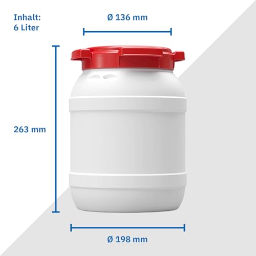 DIE BOX FABRIK Futtertonne für Tierfutter mit Deckel & Schaufel | Große Öffnung | Tierfutterbehälter | Futtercontainer | Futterbox | HDPE | Top-Qualität (6 Liter)