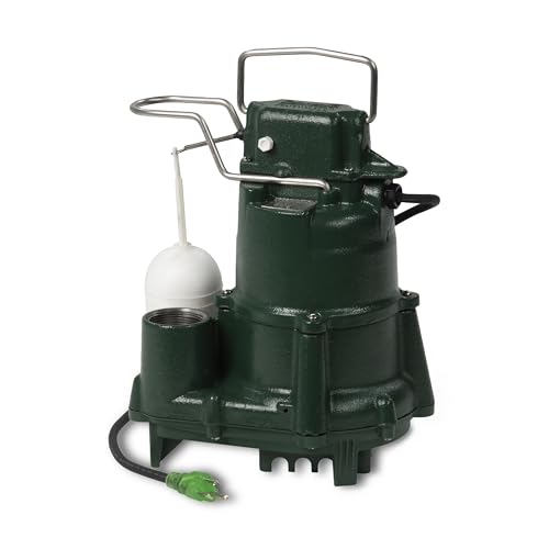 Zoeller M98 Flow-Mate Sump Pump - 1/2 HP - Cast Iron - LED Power Plug - High Flow - Vortex Impeller...