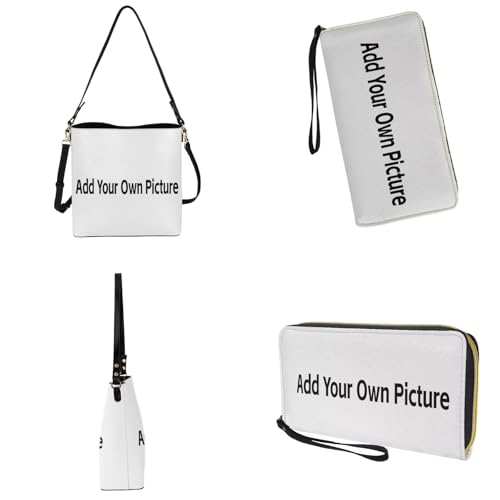 Image of Bucket Crossbody Bag Set for Women Lady, Leather Purse and Wallet Set Large Bucket Bag with Wallet