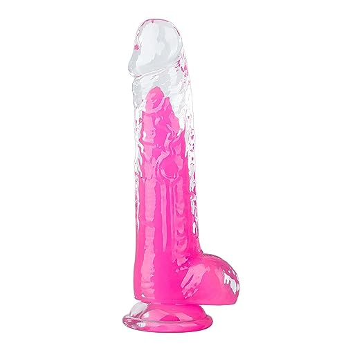 Leuchtende Dildo Rosa, 21,5cm Glow in The Dark Dildo mit starken Saugnapf für Männer Frauen