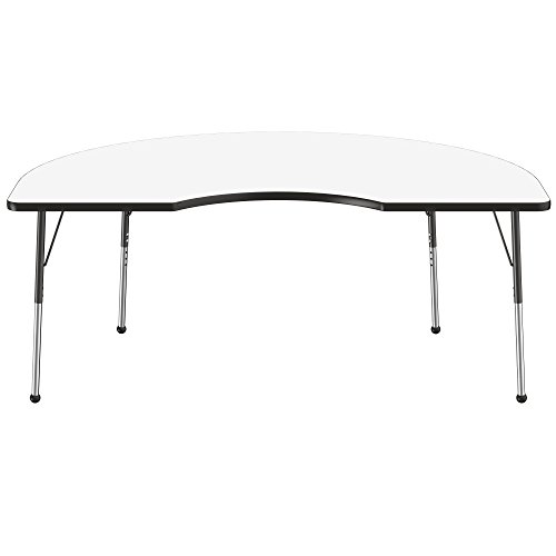 Image of FDP Dry-Erase Kidney Activity School and Office Table (48 x 72 inch), Standard Legs with Ball Glides for Collaborative Spaces, Adjustable Height 19-30 inches - Whiteboard Top and Black Edge