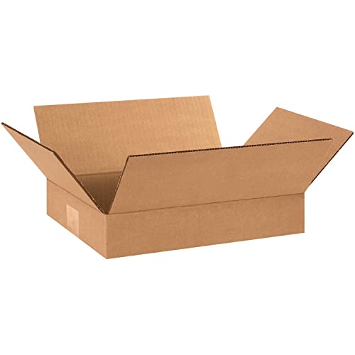 Image of BOX USA Shipping Boxes 12 inchL x 9 inchW x 2 inchH 25-Pack Flat Corrugated Cardboard Box for Packing, Moving and Storage