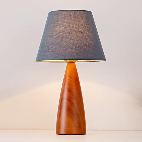 Lampada da Tavolo Moderna in Tessuto, Luce da Comodino in Legno, complemento d'arredo per Camera da Letto, Soggiorno, Ufficio, Regalo per l'inaugurazione della casa, 23 Pollici